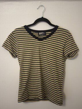 Vintage Take One Striped V-Neck Baby Tee Women's Small